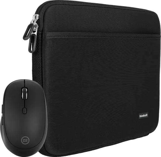 BlueBuilt Laptophülle 33 cm 14 Zoll S Schwarz + Tradendum Maus