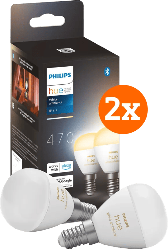 Philips Hue Luster Kugellampe White Ambiance E14 4er-Pack