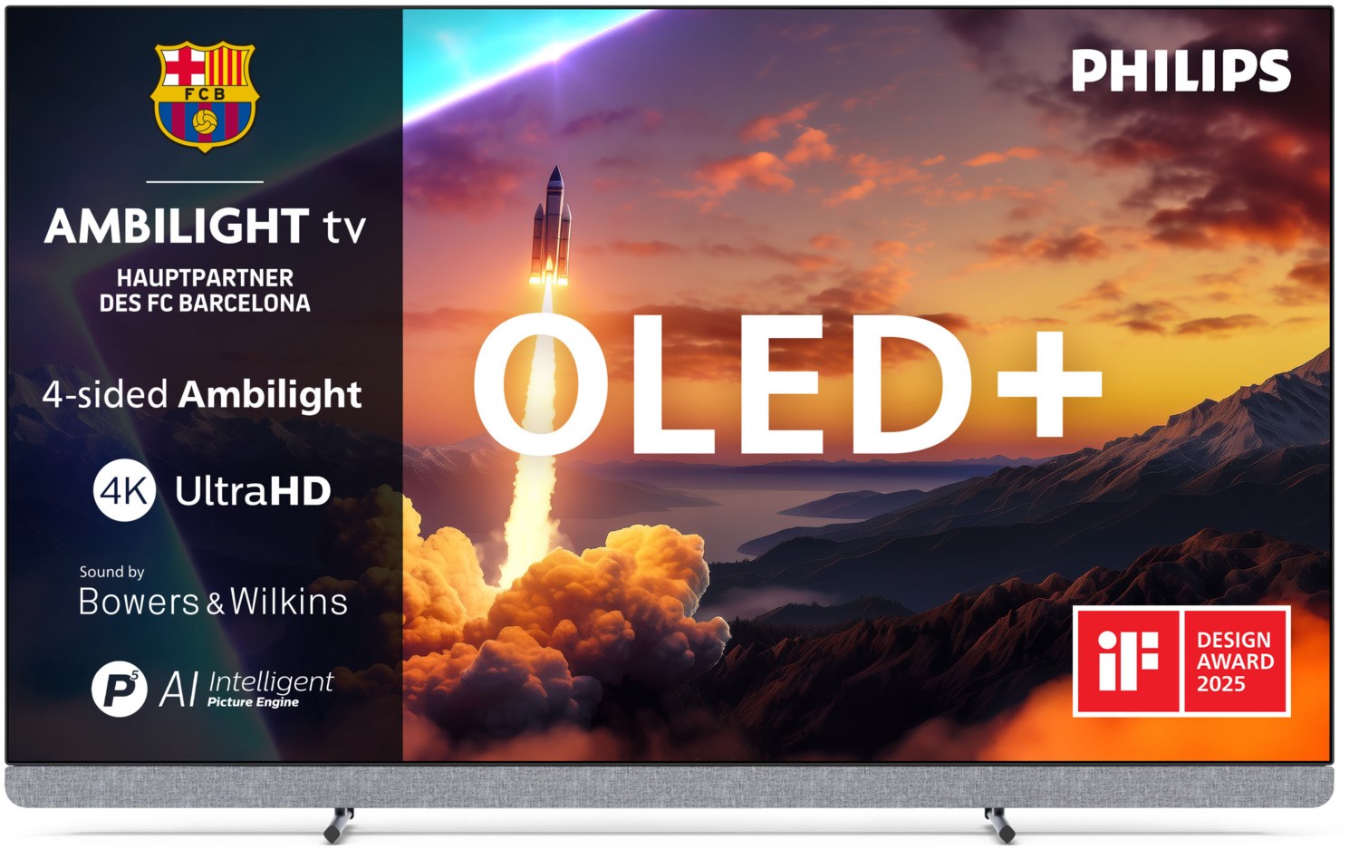 65OLED910/12 164 cm (65") OLED+ Ambilight TV metall, 4K Ultra HD, Smart-TV, 120 Hz, DVB-T2/DVB-C/DVB-S2, Sprachsteuerung