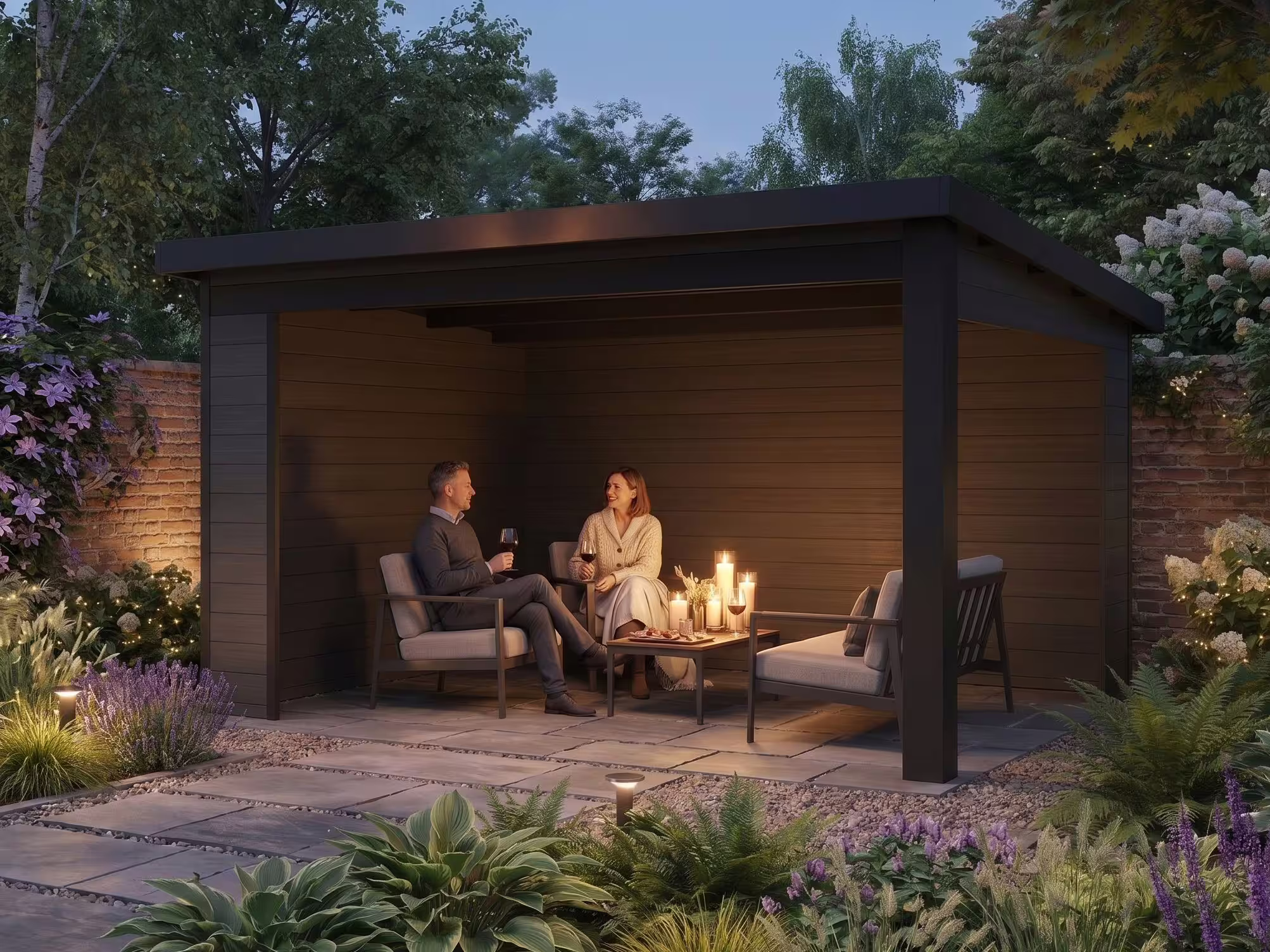 WPC Gartenlaube Modell Lounge 12,0 m²