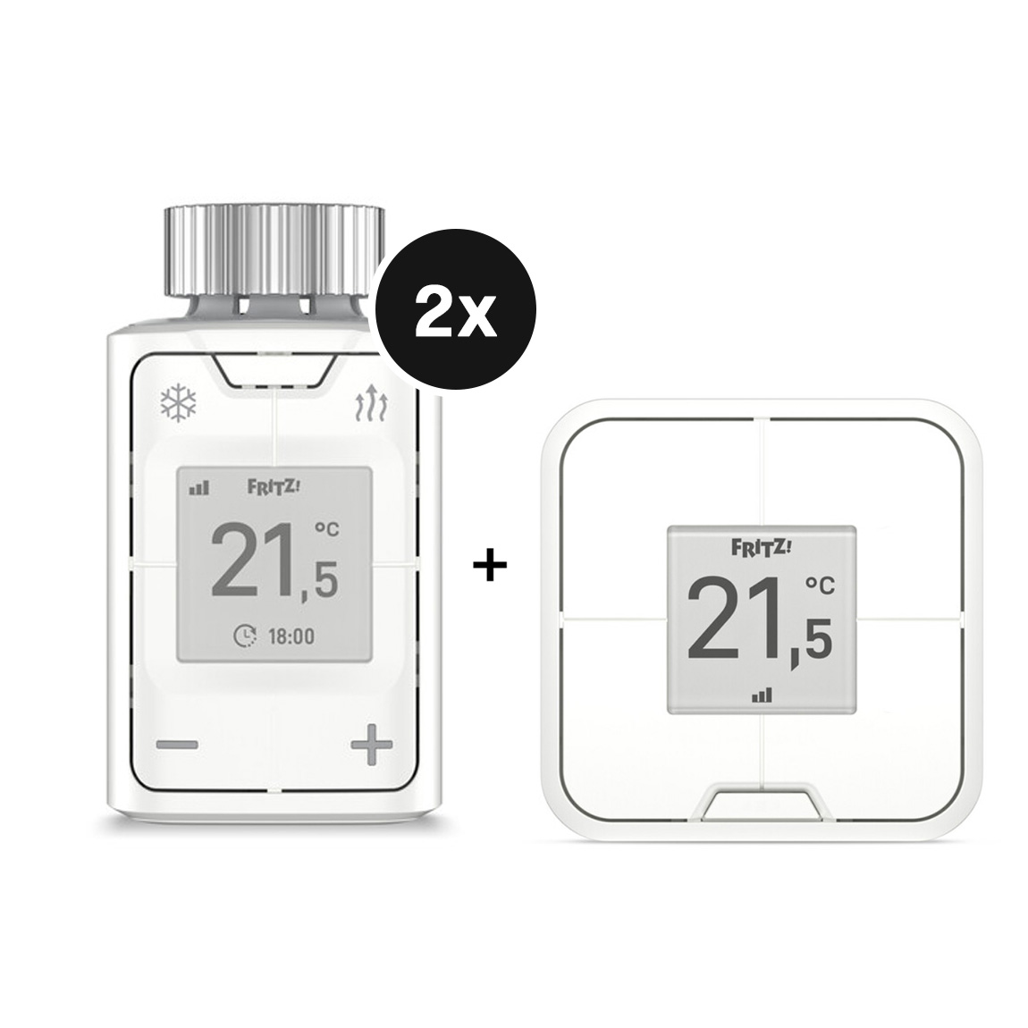 FRITZ! Set Heizen - mit 2 FRITZ!Smart Thermo 302 + Control 440 - 4-fach Wandtaster
