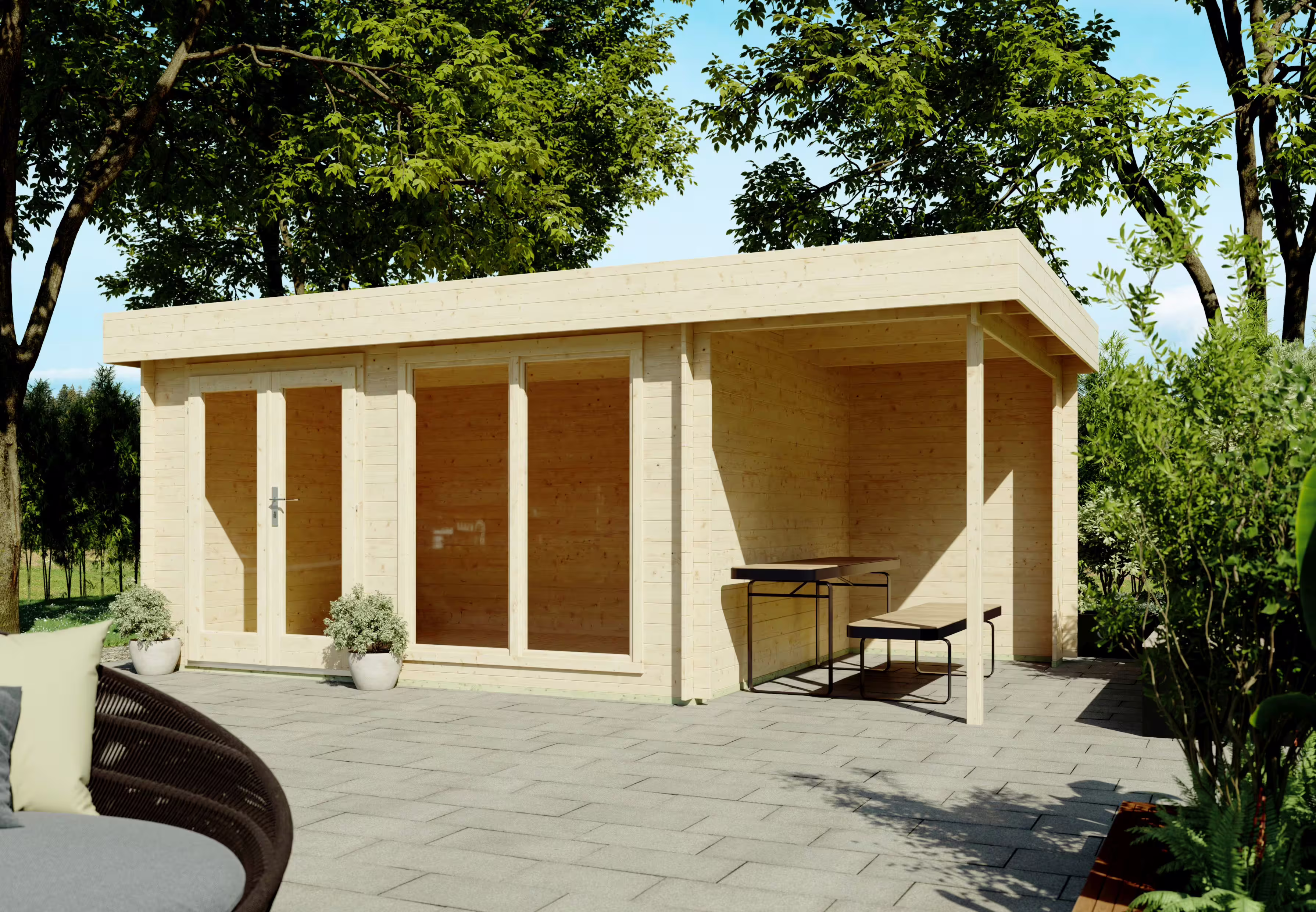 Fjordholz Flachdach Gartenhaus Modell Tobi 28 B