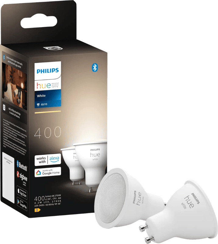 Philips Hue White GU10 LED Lampe 400lm - 2er-Set - Weiß
