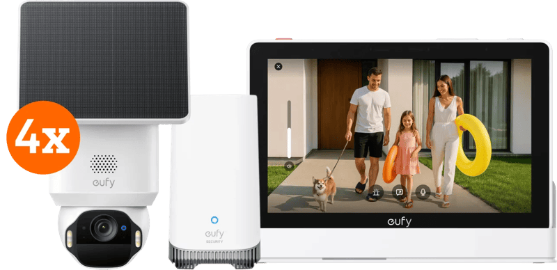 eufy SoloCam E42 3er-Pack + HomeBase 3 + Smart Display E10