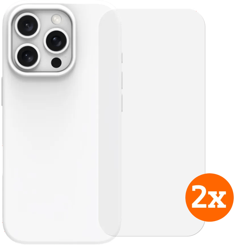 BlueBuilt Backcover iPhone 16 Pro Beige + Panzerglas Doppelpack