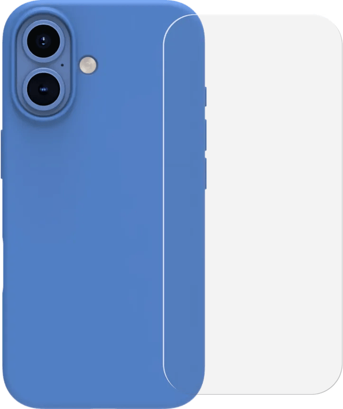 BlueBuilt Backcover iPhone 16 Blau + Panzerglas