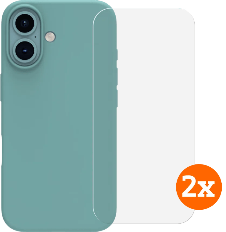 BlueBuilt Backcover iPhone 16 Pro Beige + Panzerglas Doppelpack