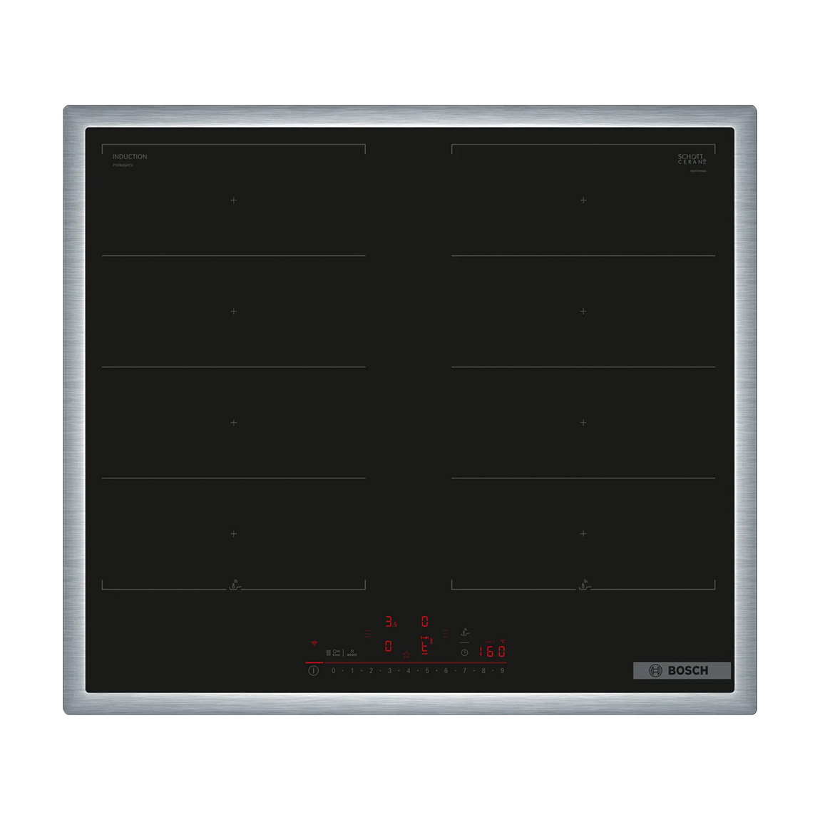 Bosch PXX645HC1E Serie 6 Induktionskochfeld 60 cm mit Rahmen aufliegend - Schwarz