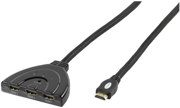 47/80 02 Autom. HDMI-Umschalter 3x HDMI-Kupplung > HDMI-Stecker