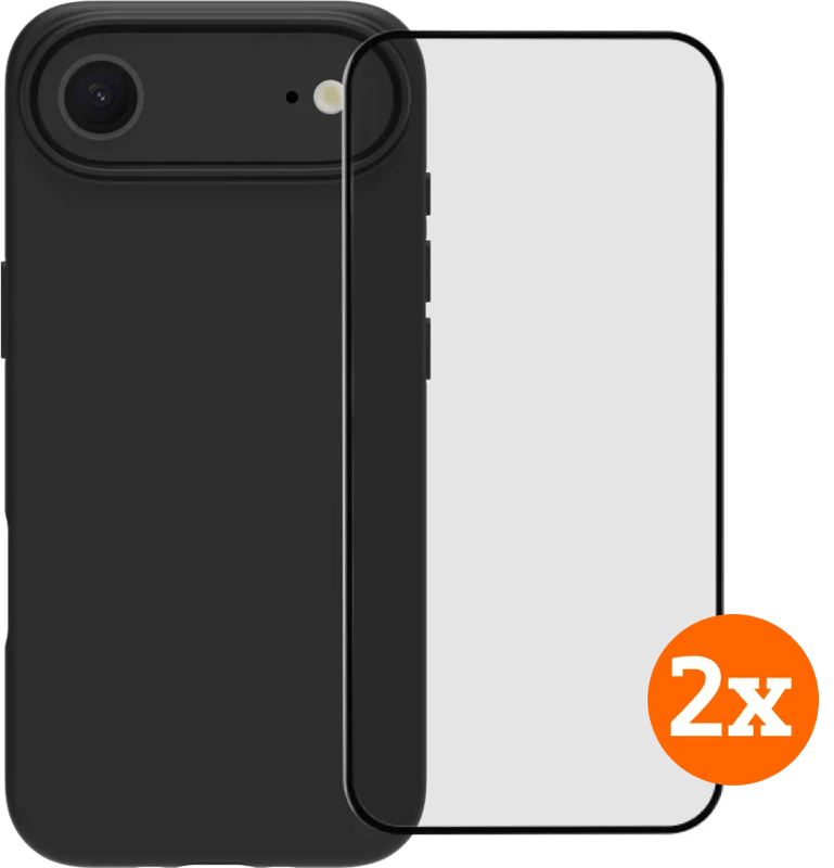 BlueBuilt Protective Backcover MagSafe iPhone Air Schwarz + Panzerglas Doppelpack