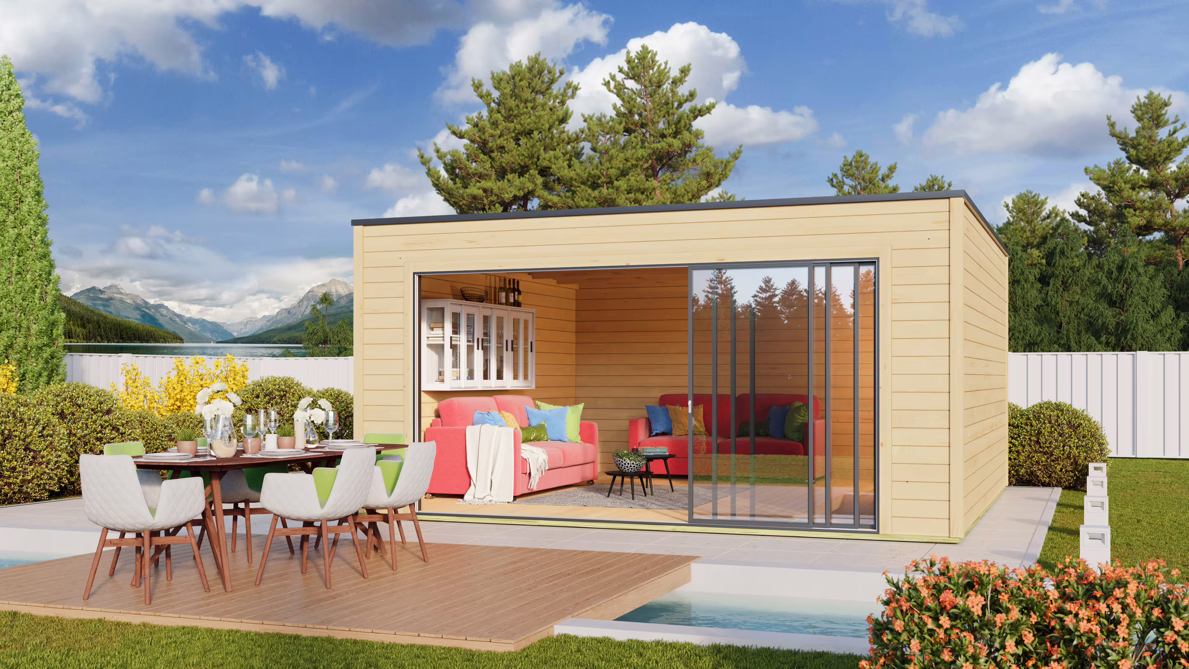 Fjordholz Gartenhaus Modell Q-BIC Alu 70 E