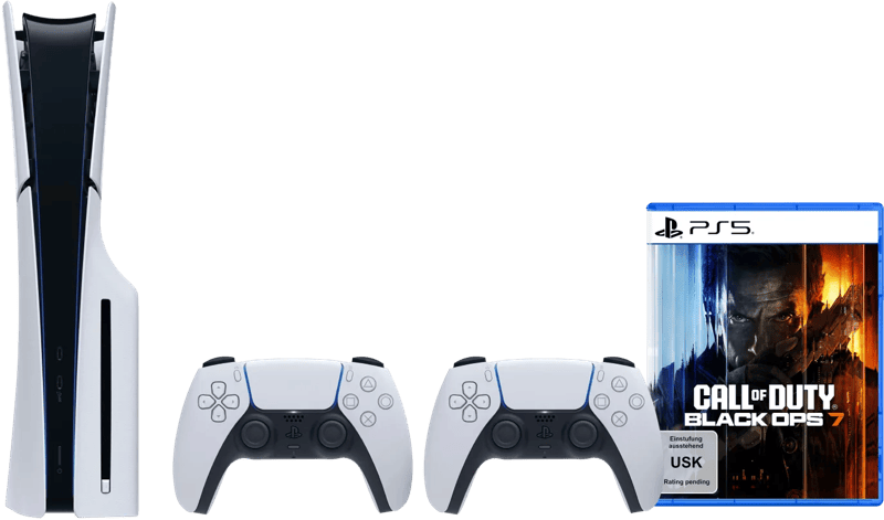 PlayStation 5 Slim mit Laufwerk + Call of Duty: Black Ops 7 + Zusätzlicher Controller Weiß