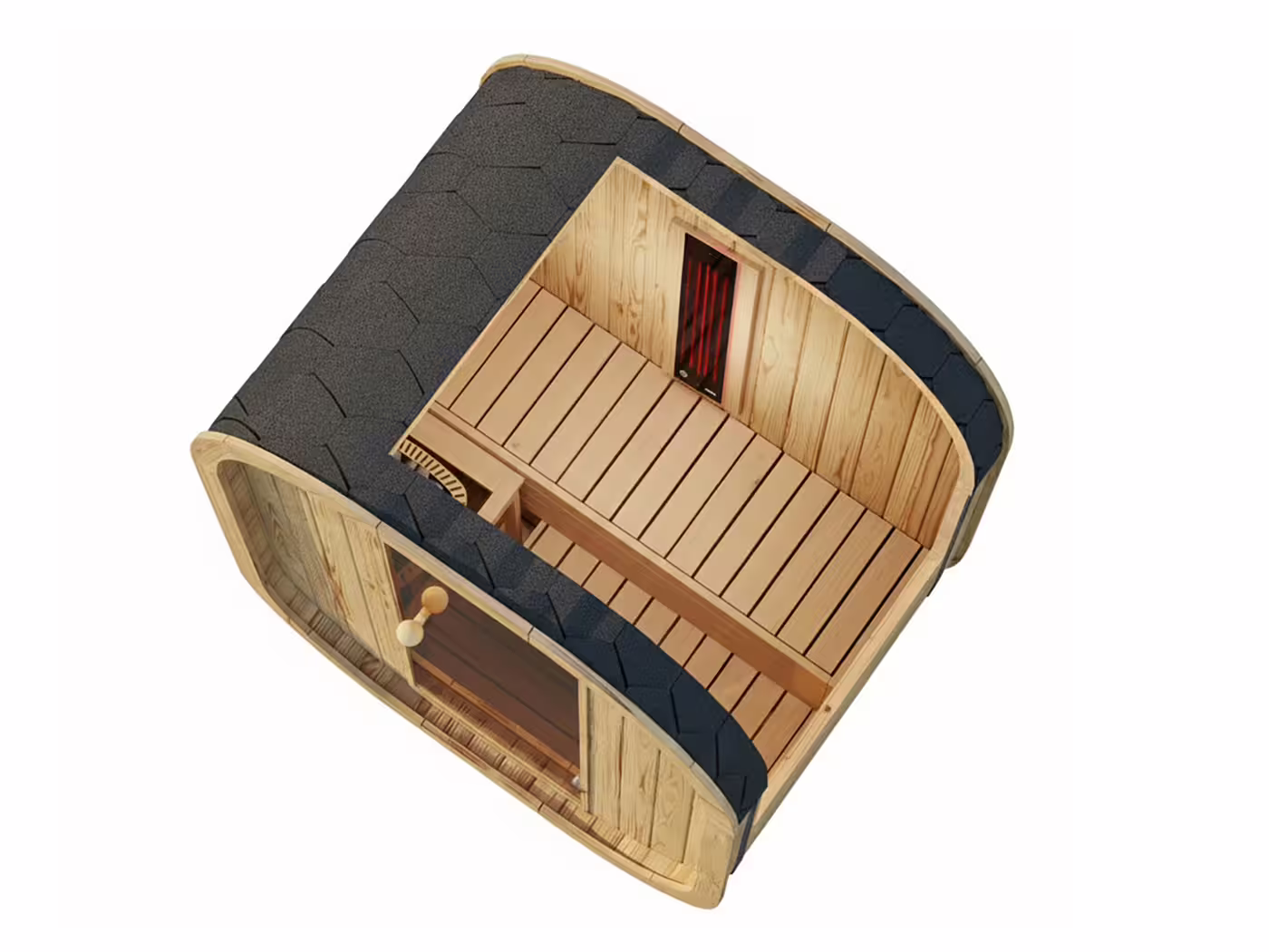 Fjordholz Fass-Kombisauna Modell Luxe Micro Kombi