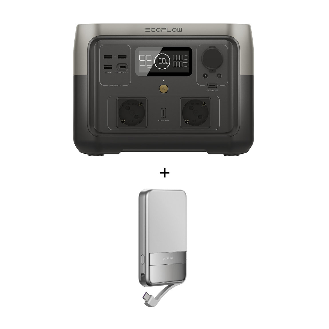 EcoFlow RIVER 2 Max Powerstation + Rapid 5000 Powerbank (0% MwSt. für PV)