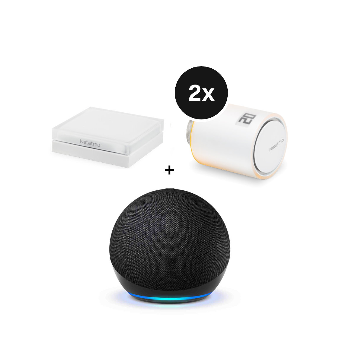 Netatmo Heizkörperthermostat Starter Set mit 2 Thermostaten + Amazon Echo Dot Gen. 5