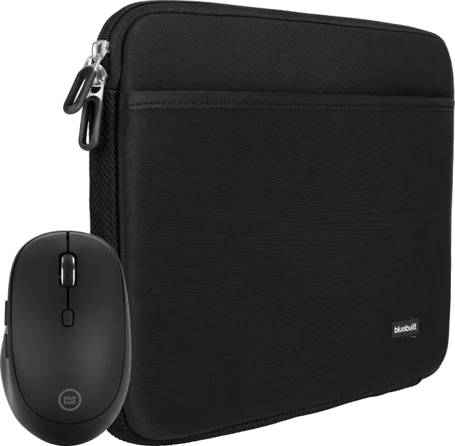 BlueBuilt Laptophülle 31 cm 13 Zoll M Schwarz + Tradendum Maus