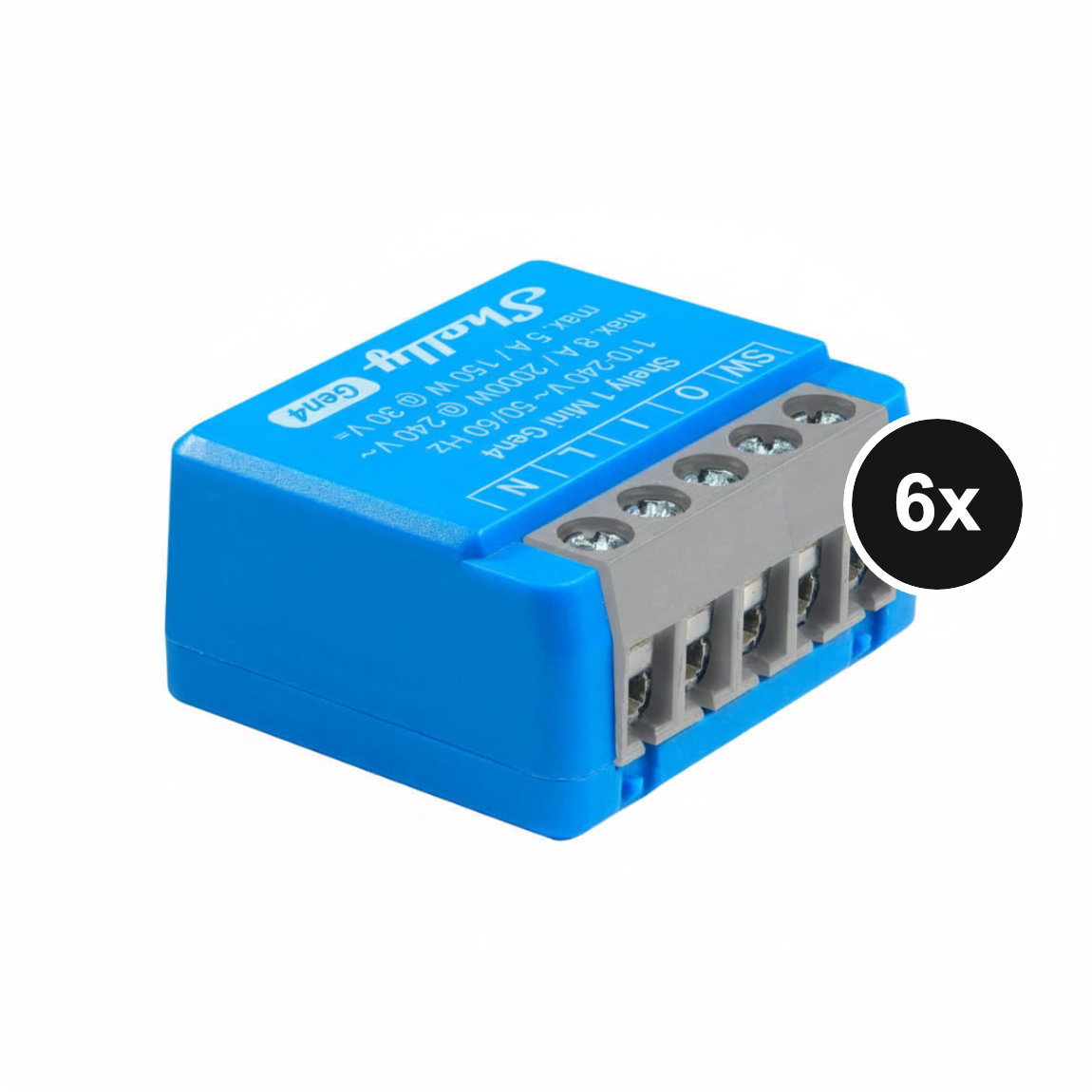Shelly 1PM Mini (Gen. 4) - WLAN 1-Kanal Relais max. 8A - 6er-Set