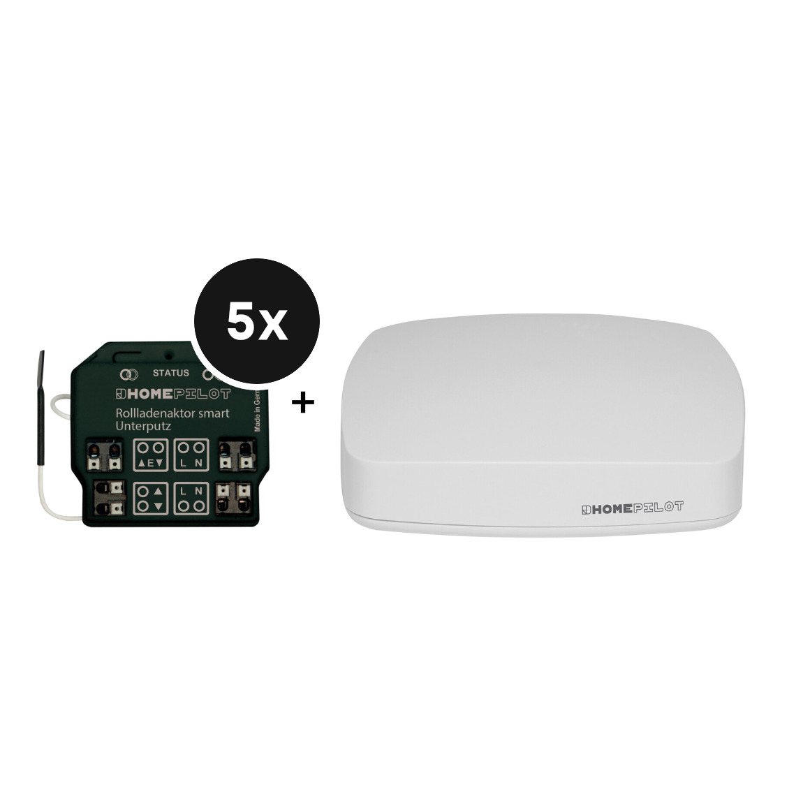 HOMEPILOT Starter Set - mit Gateway premium + Rollladenaktor smart Unterputz - 5er-Set