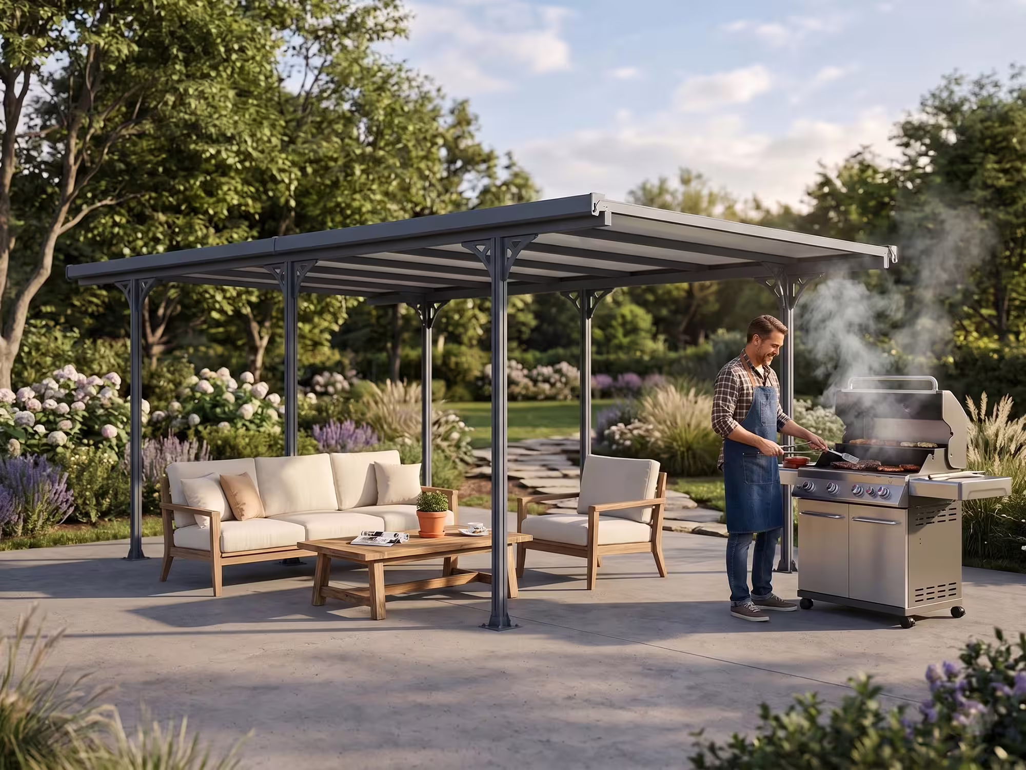 StarLine Metall Flachdach Einzelcarport Modell Ele