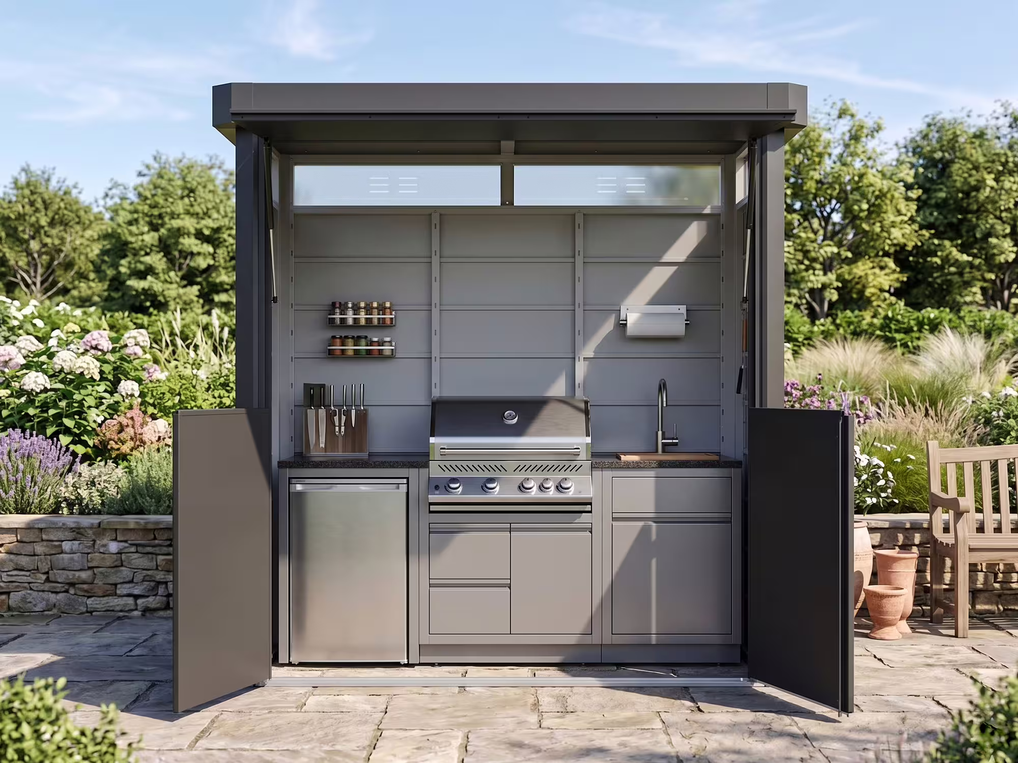 Metall Grillhaus Modell GrillCube 3,26 m² Anthraz
