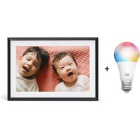 Aura Frames - Carver Mat (10 Zoll) - Bilderrahmen + tink Basics Matter White & Color E27 Bulb