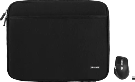 BlueBuilt Laptophülle Breite 36 cm 15-16 Zoll M Schwarz + Maximus Maus
