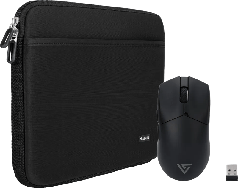 BlueBuilt Laptophülle Breite 40 cm 17 Zoll Schwarz + Vortech Prestige Gaming-Maus