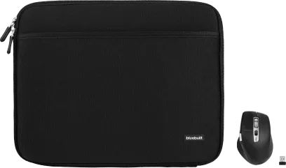 BlueBuilt Laptophülle Breite 32 cm 13 - 14 Zoll Schwarz + Maximus Maus