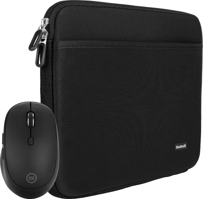 BlueBuilt Laptophülle 33 cm 14 Zoll M Schwarz + Tradendum Maus
