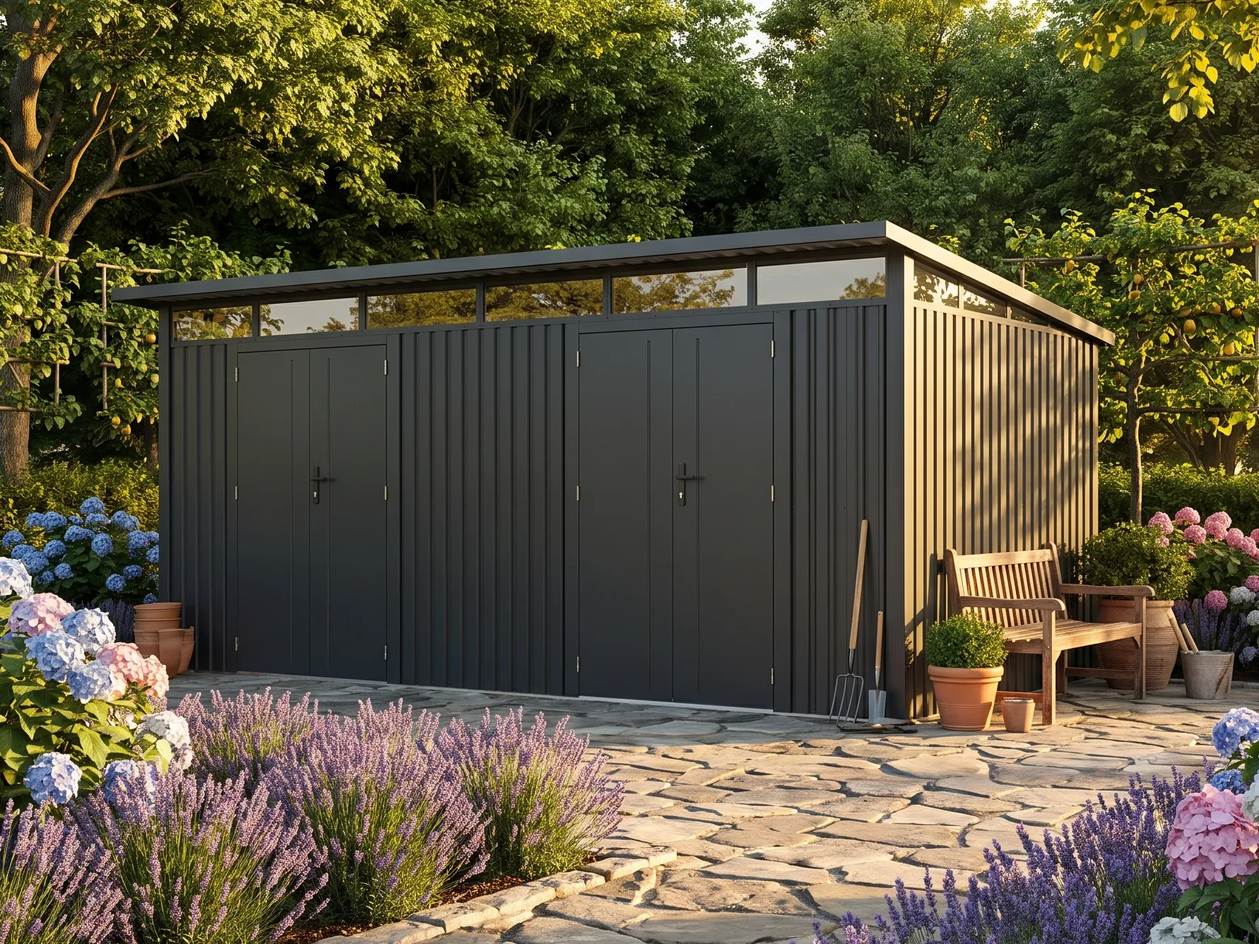 Metall Gerätehaus Modell Skylight 2-Raum 8,95 m²