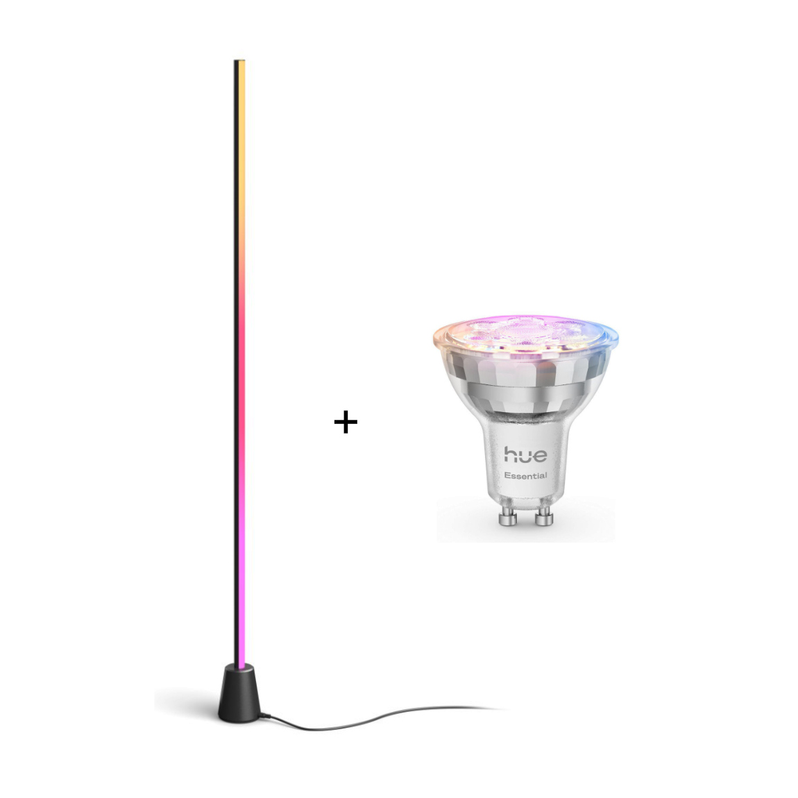Philips Hue Set - mit Gradient Play Stehleuchte L + Essential White and Color Ambiance GU10