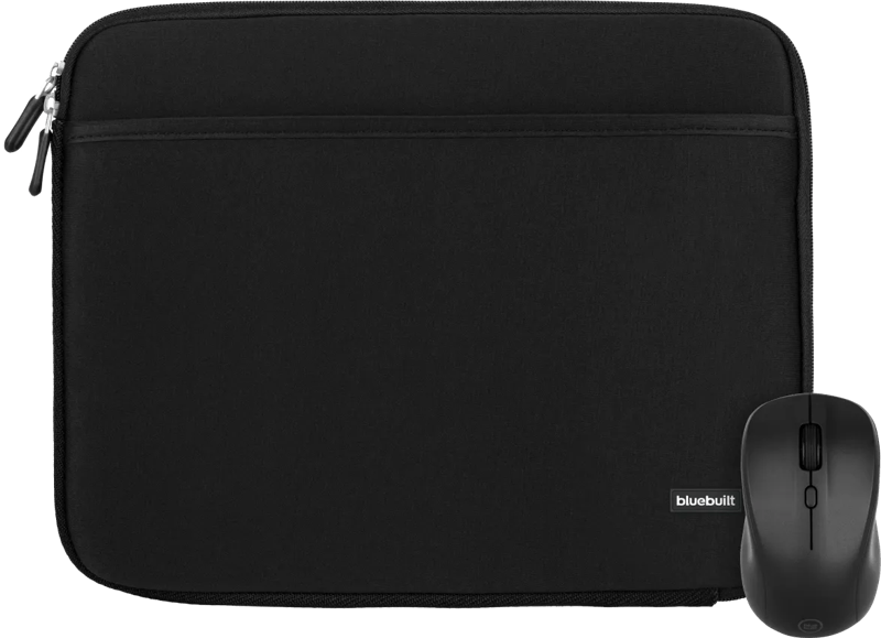 BlueBuilt Laptophülle Breite 36 cm 15 Zoll S Schwarz + Nexum kabellose Maus