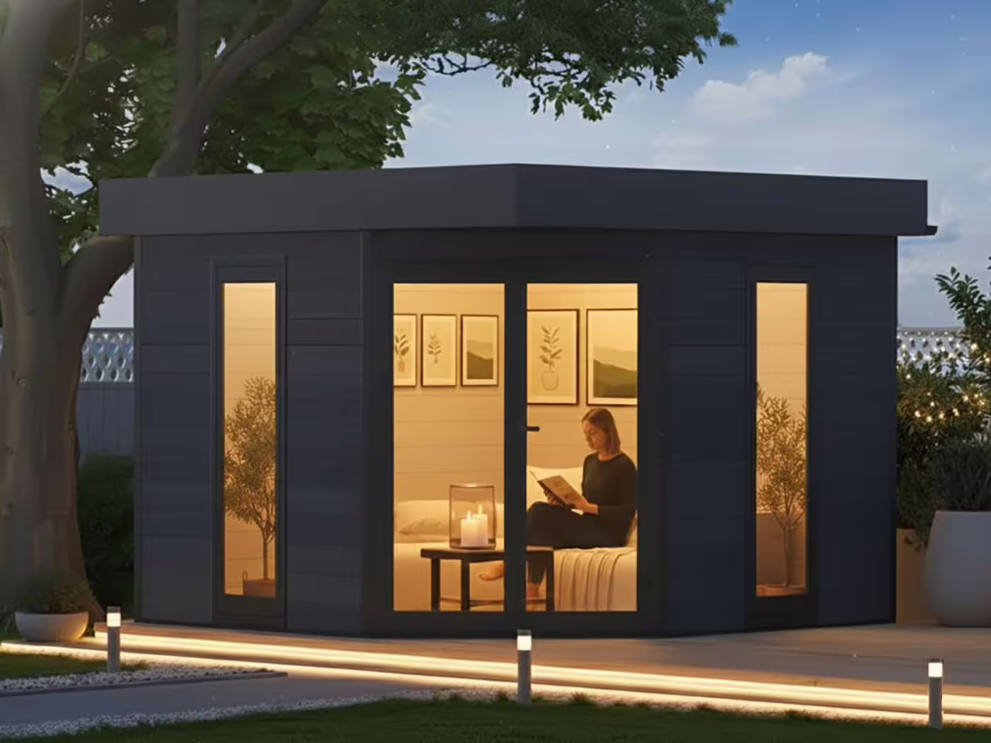 WPC 5-Eck Gartenhaus Modell Style Modern