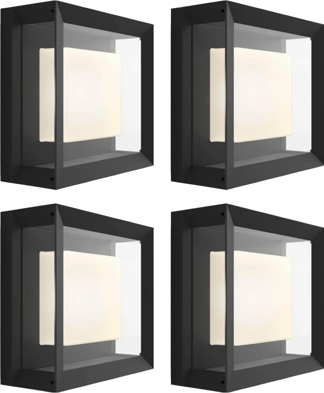 Philips Hue Econic Wandleuchte White & Color Schwarz modern 4er-Pack