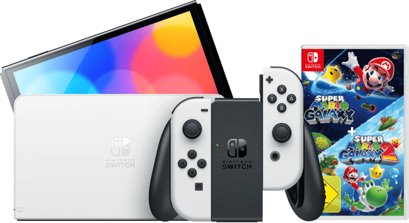 Nintendo Switch OLED Weiß + Super Mario Galaxy 1+2