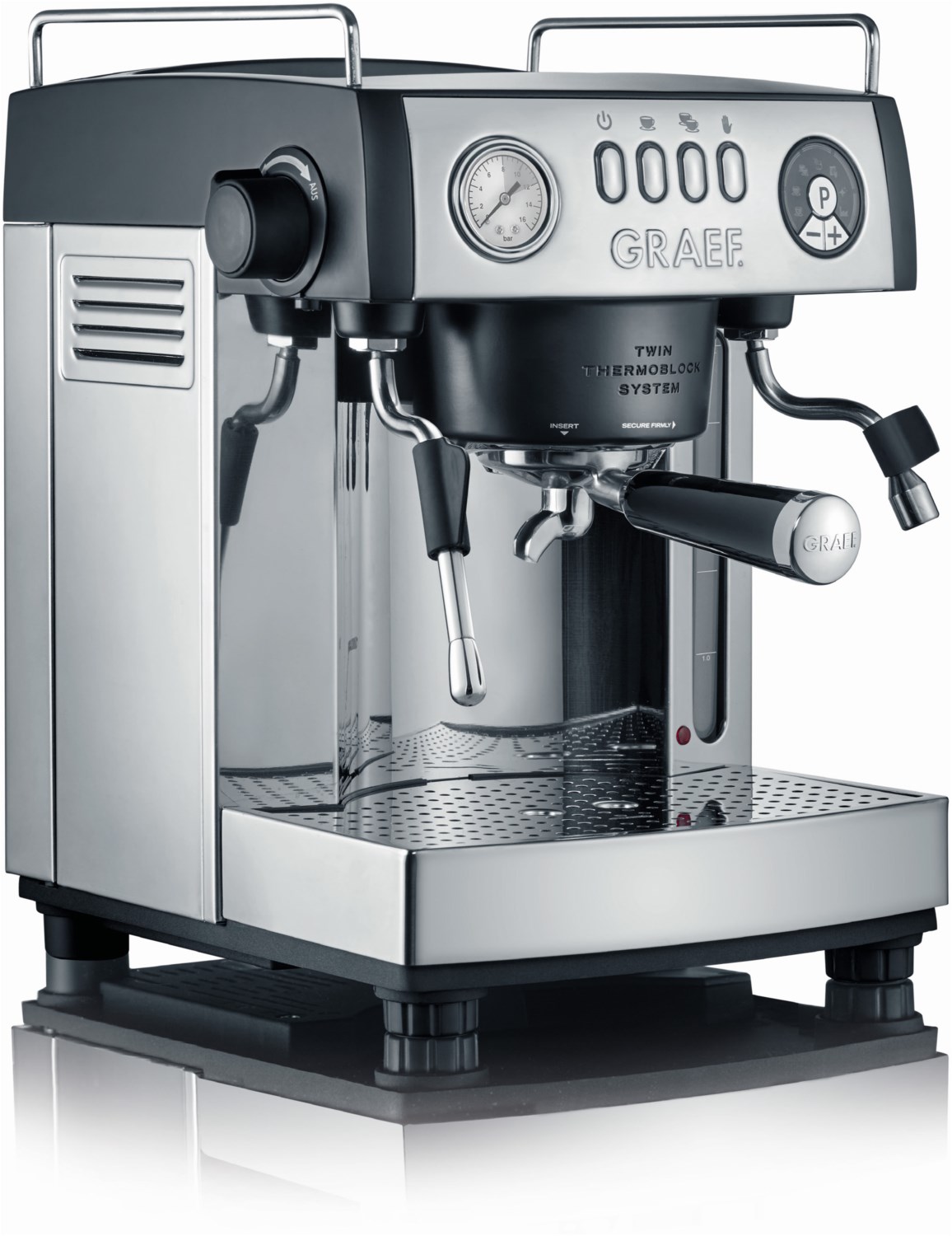 ES 902 baronessa Siebträgermaschine edelstahl/aluminium, Milchbehälter, 16 bar, 3 l, Reinigungsprogramm