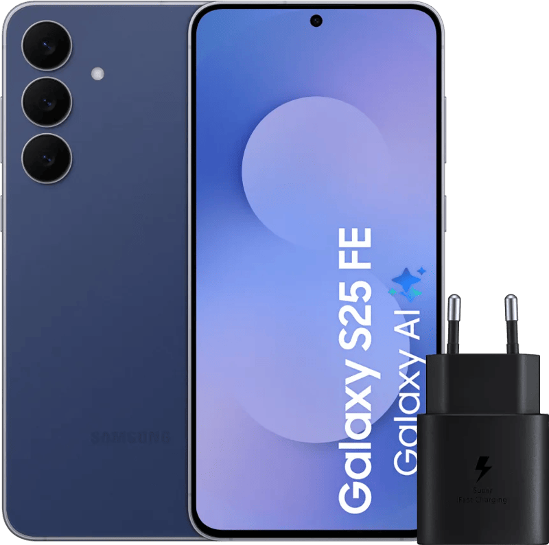 Samsung Galaxy S25 FE 256GB Dunkelblau 5G + Samsung Ladegerät 25 Watt Schwarz