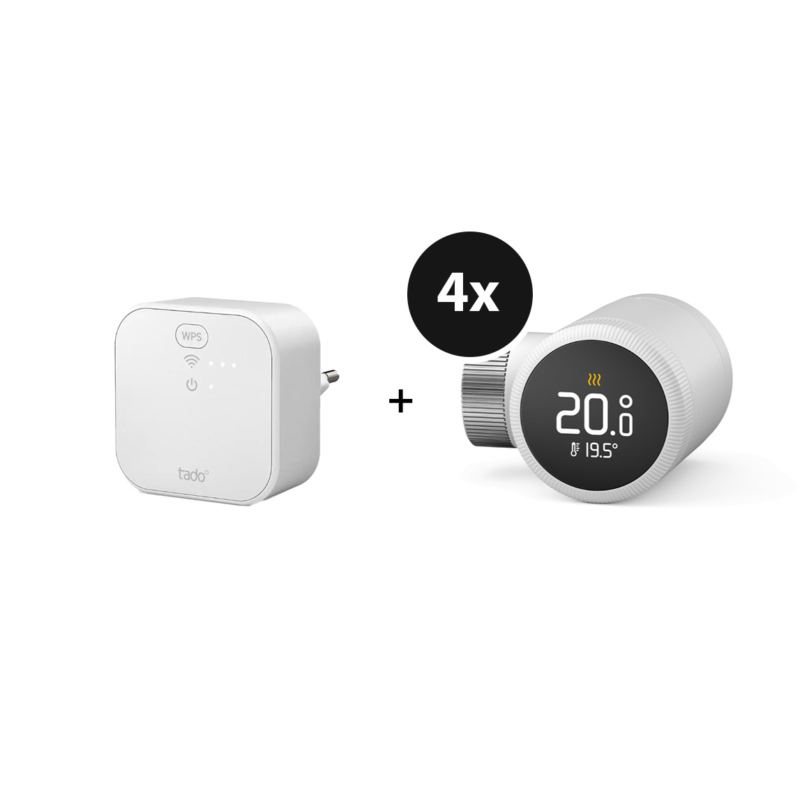 tado° X Starter Kit Smartes Heizkörper-Thermostat - 4er-Set + Bridge