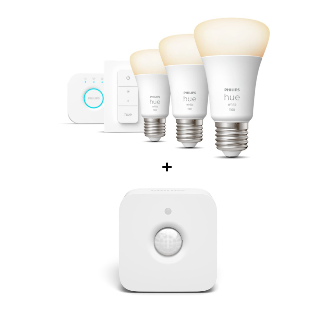 Philips Hue White E27 3er 1100lm Bluetooth Starter Kit + Bewegungsmelder