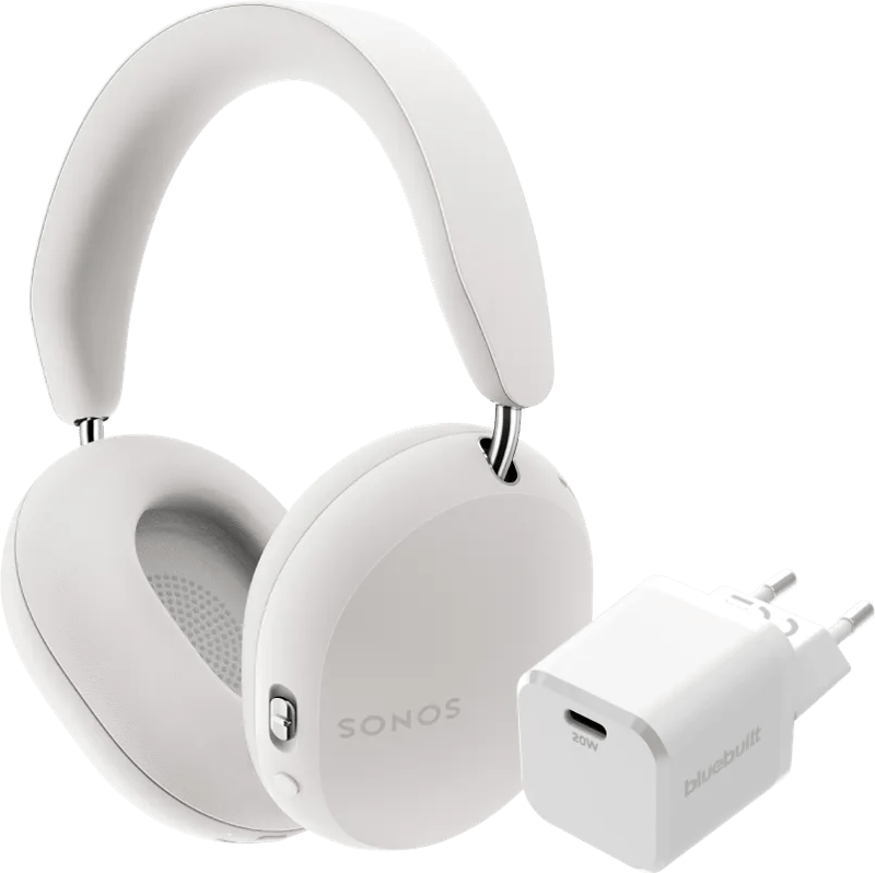 Sonos Ace Weiß + BlueBuilt Power-Delivery-Ladegerät mit USB-C-Port 20 W Weiß