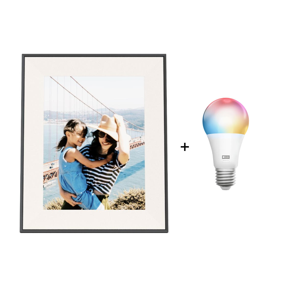 Aura Frames - Carver Mat (10 Zoll) - Bilderrahmen + tink Basics Matter White & Color E27 Bulb