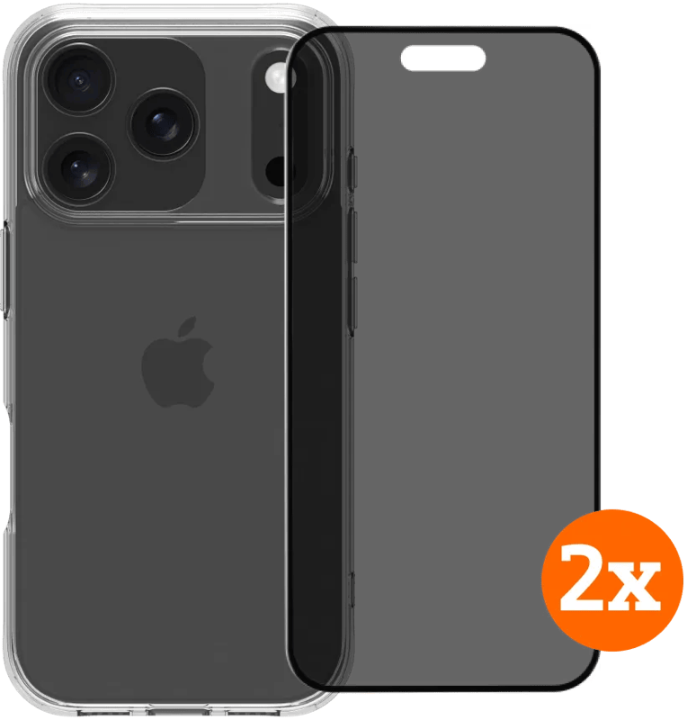 BlueBuilt Protective Cover iPhone 17 Pro Transparent + Privacy Displayschutz Doppelpack