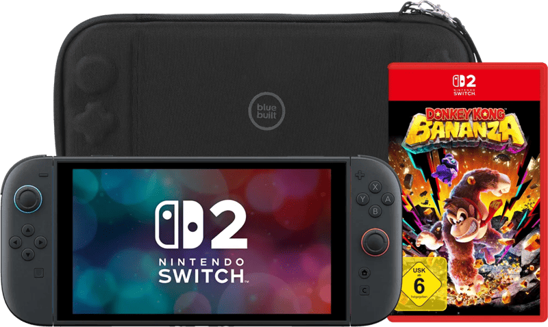 Nintendo Switch 2 + Donkey Kong Bananza + BlueBuilt Reisehülle