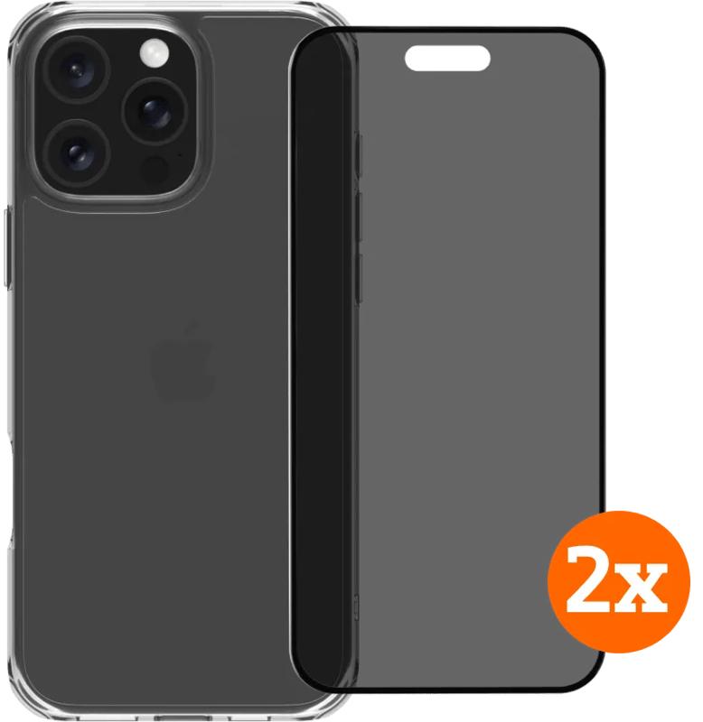 BlueBuilt Protective Backcover iPhone 16 Pro Max + Privacy Displayschutz Doppelpack