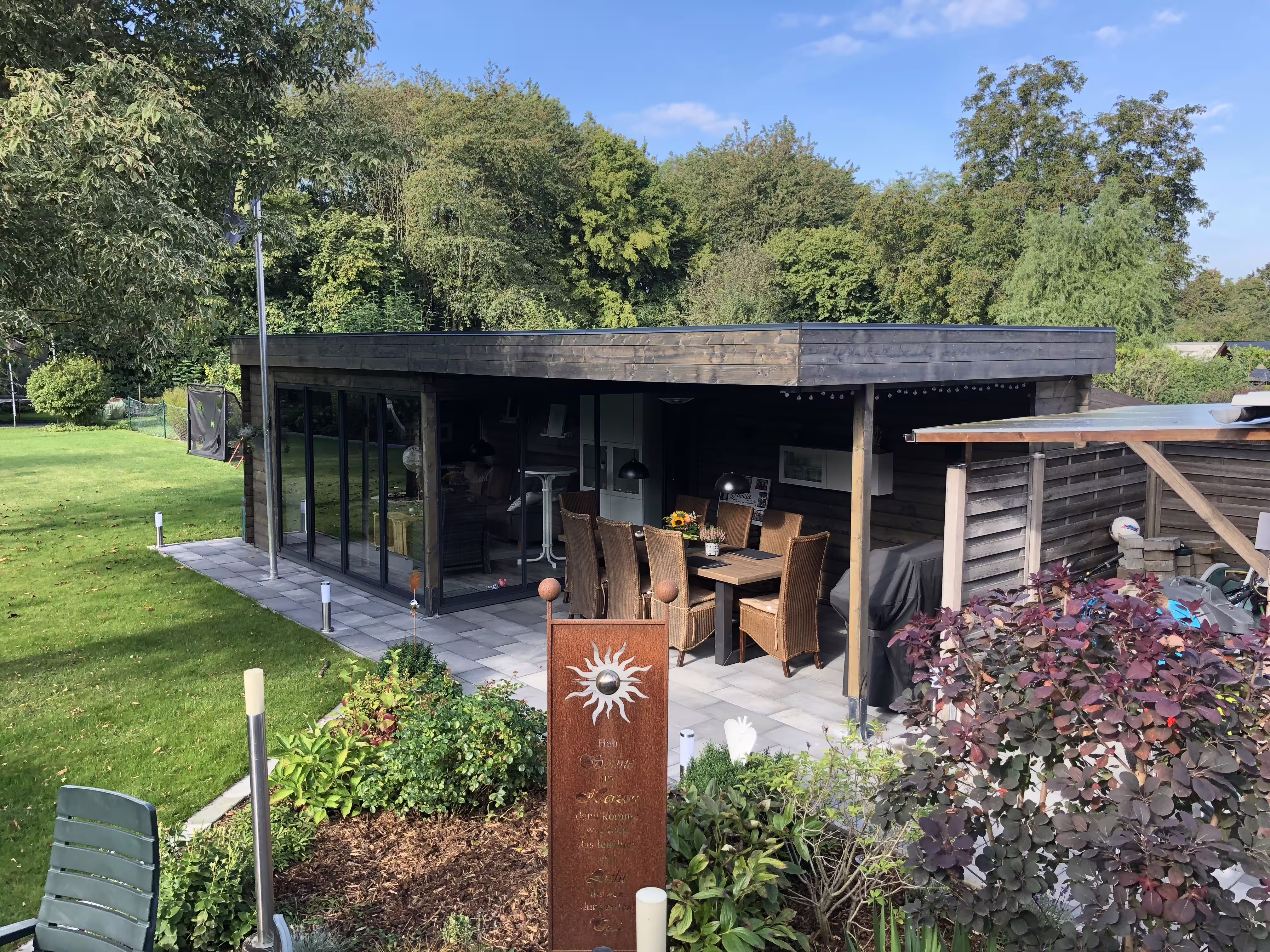 Fjordholz Gartenhaus Alu Concept 44 A mit Anbau