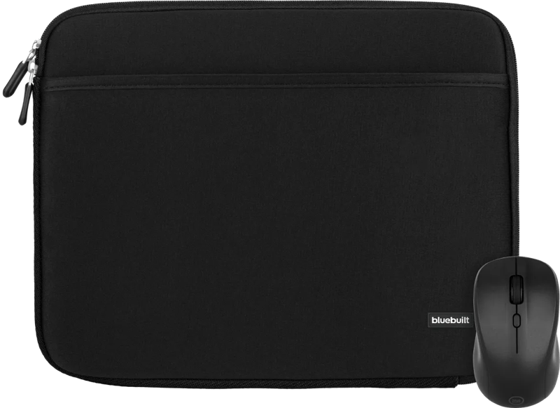 BlueBuilt Laptophülle Breite 36 cm 15 Zoll M Schwarz + Nexum kabellose Maus