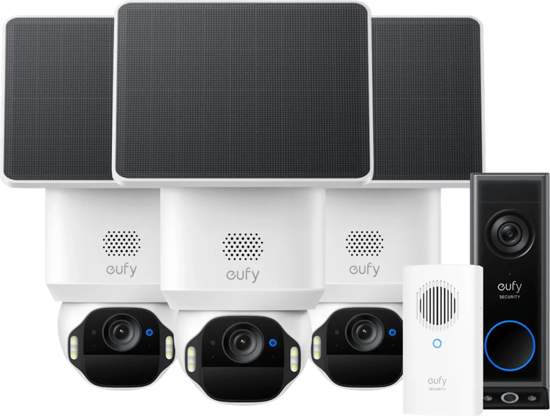 eufy SoloCam E42 3er-Pack + Video Doorbell E340