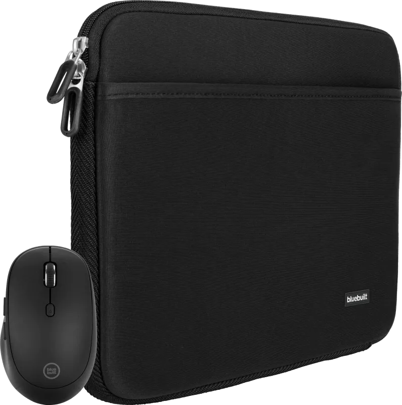 BlueBuilt Laptophülle 37 cm 15 - 16 Zoll S Schwarz + Tradendum Maus