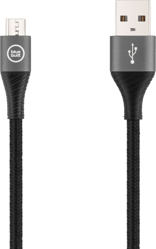 BlueBuilt USB-A-auf-Micro-USB-Kabel 1,5 m Nylon Schwarz