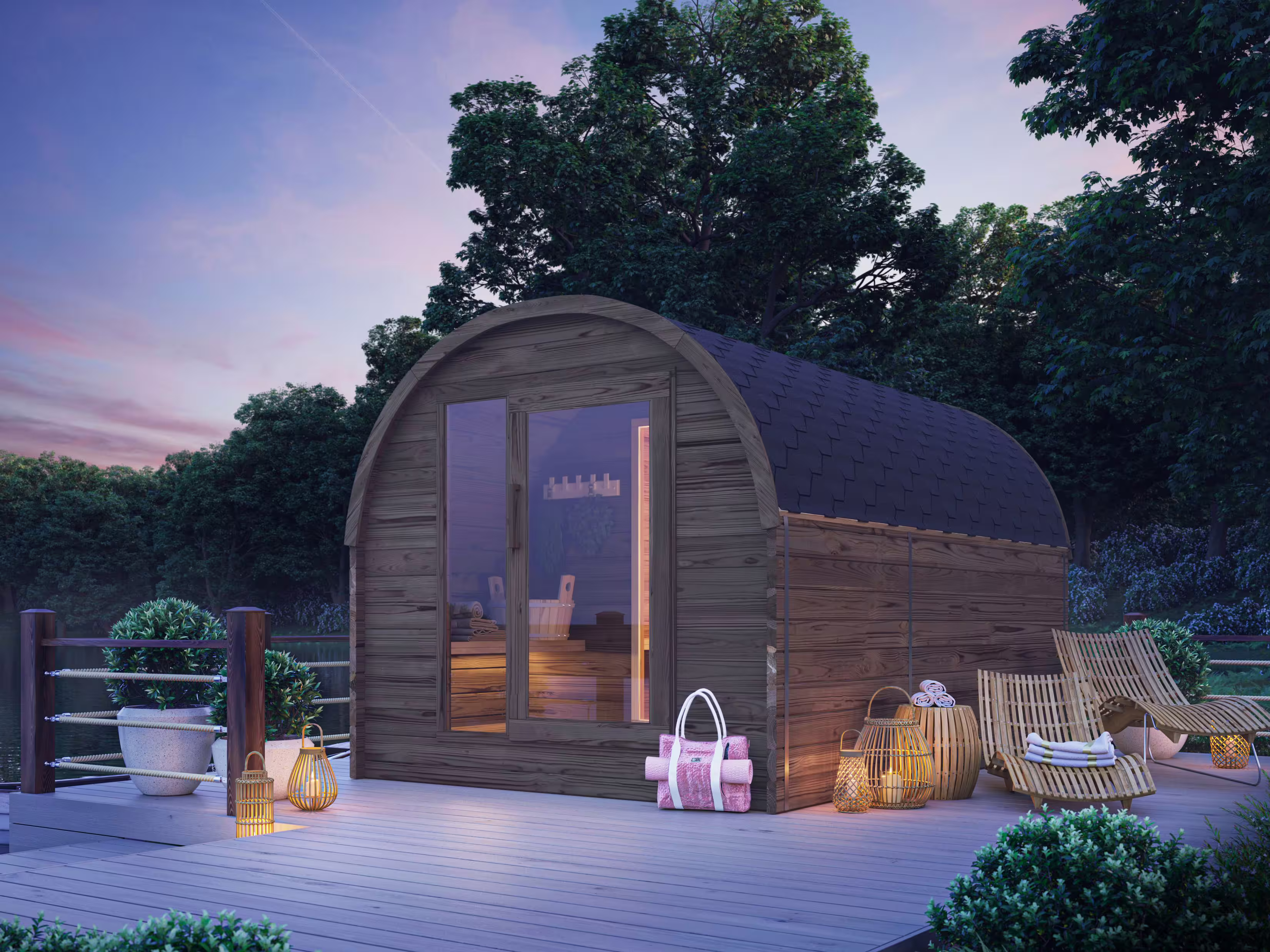 Fjordholz Pod Sauna Modell Luxe 400 cm 2-Raum